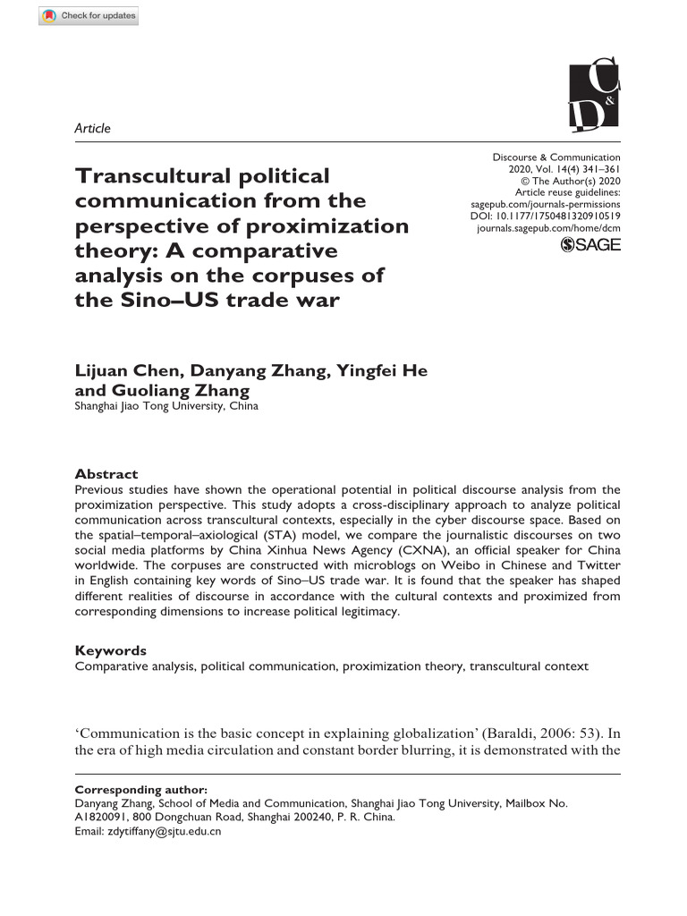 Chen Et Al 2020 Transcultural Political Communication From the ...