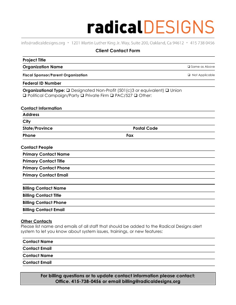 Client Contact Form Template | PDF