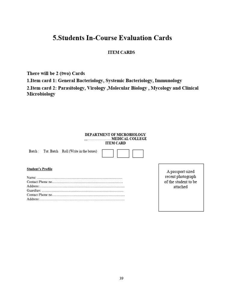 Evaluation Card From Operational Manual | PDF | Bacteria | Virus