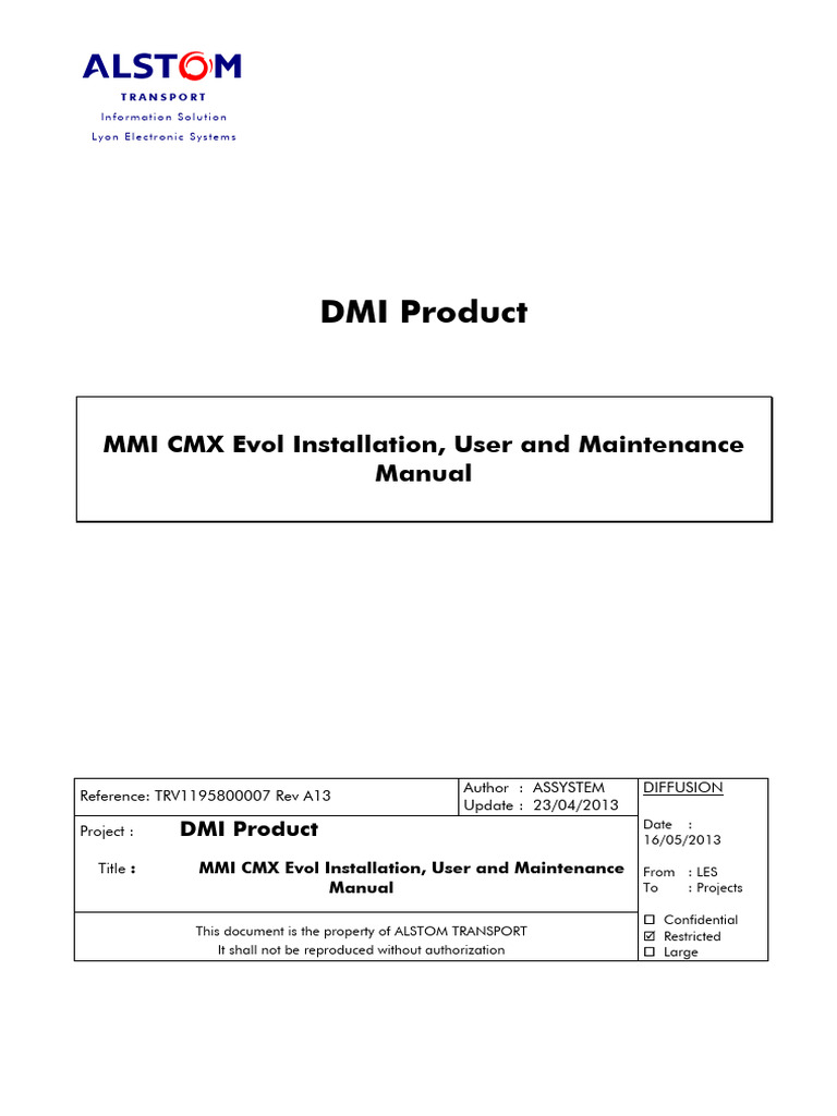 TRV1195800007 A13 MMI CMX Evol Installation User Manual | PDF