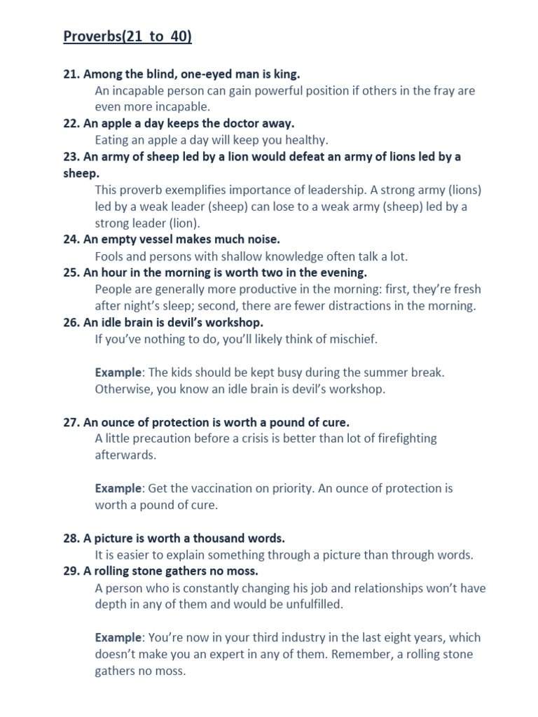 Proverbs (21 to 40) | PDF