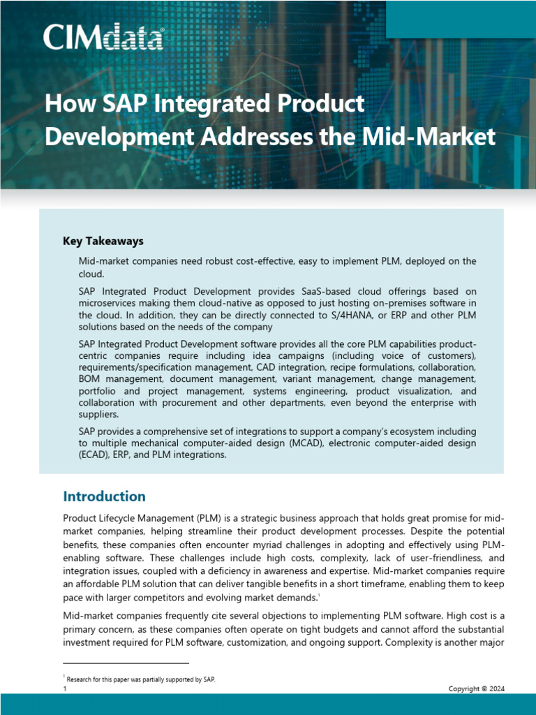 How SAP Integrated Product Development Addresses The Mid-Market | PDF ...