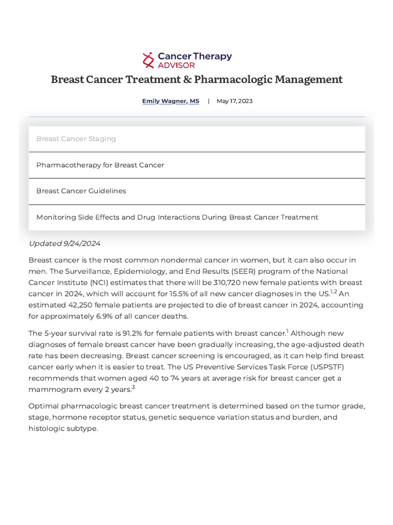 Breast Cancer Treatment & Pharmacologic Management | PDF | Breast ...
