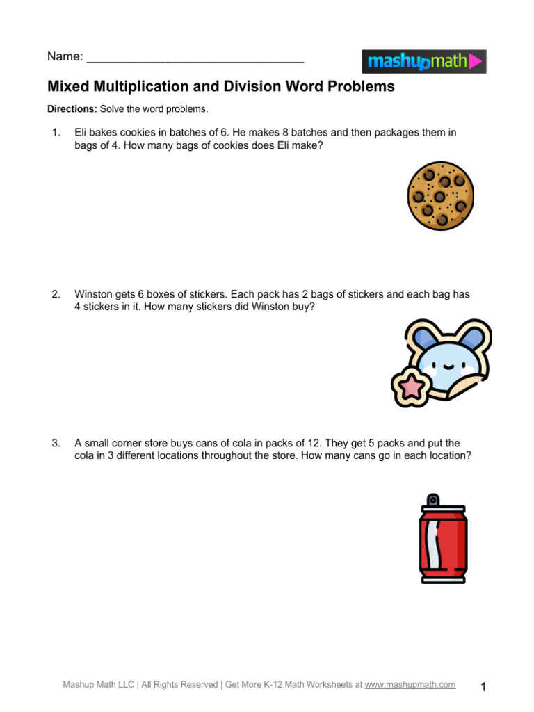 Mixed+Multiplication+and+Division+Word+Problems+(a) | PDF