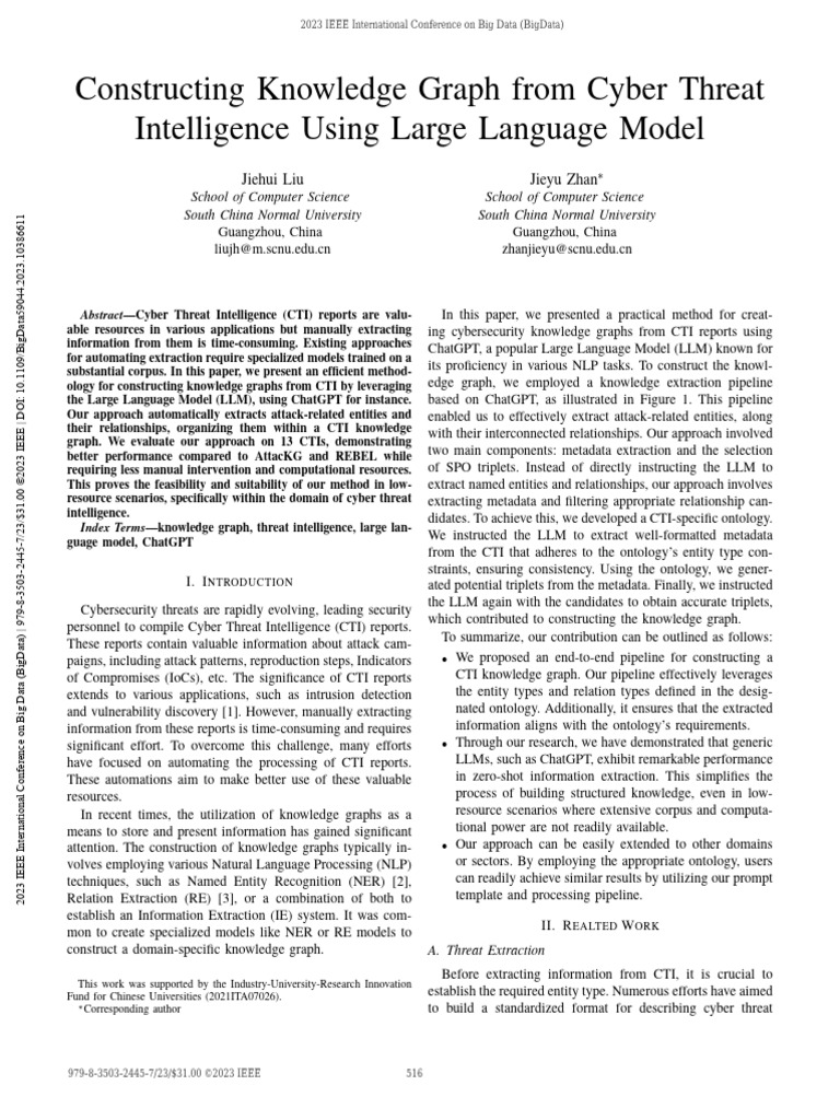 Constructing Knowledge Graph From Cyber Threat Intelligence Using Large ...