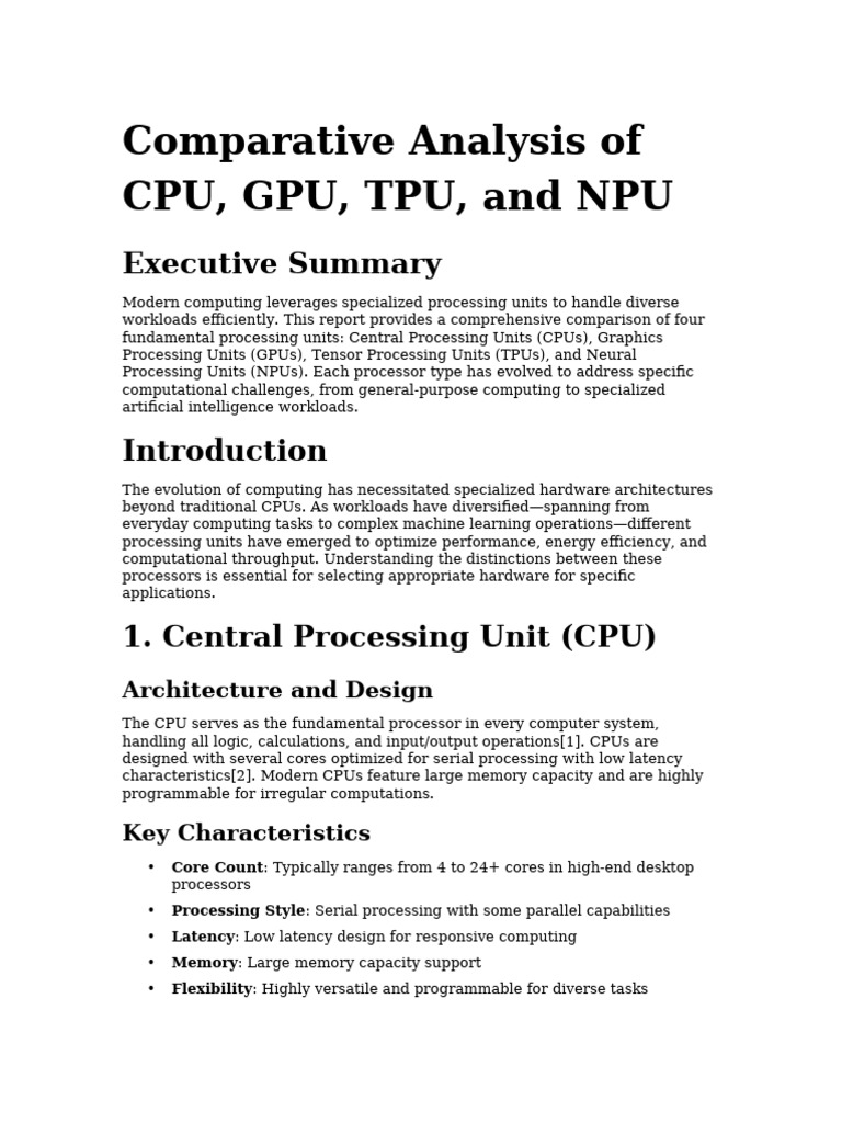 Processing Units Comparison Report | PDF | Graphics Processing Unit ...