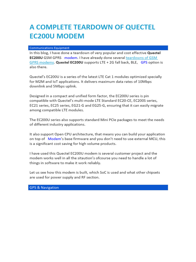 Complete Teardown of Quectel EC200U Modem | PDF | System On A Chip ...