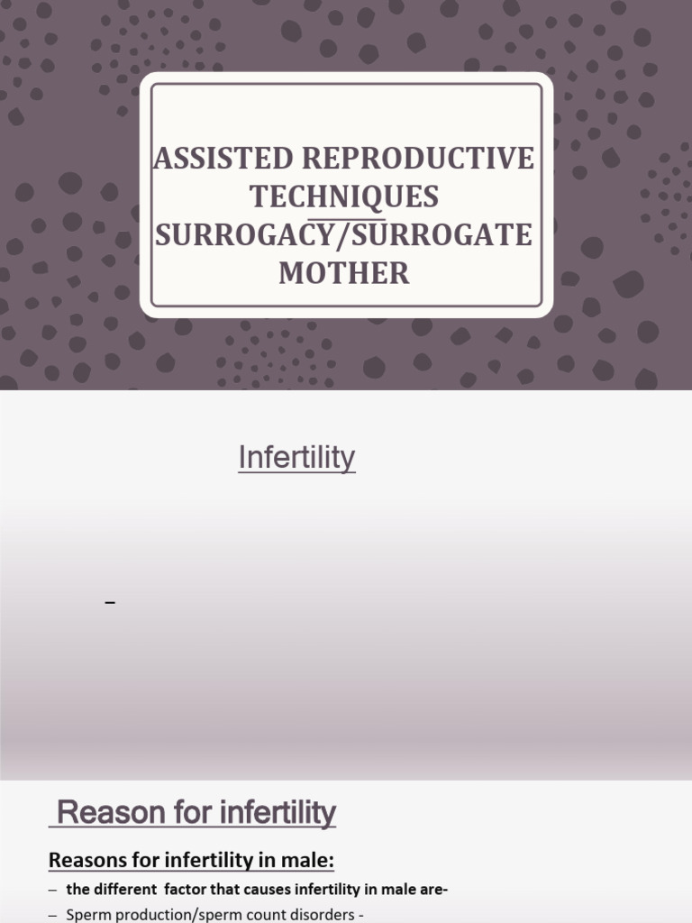 Assisted Reproductive Techniques | PDF | Infertility | Surrogacy