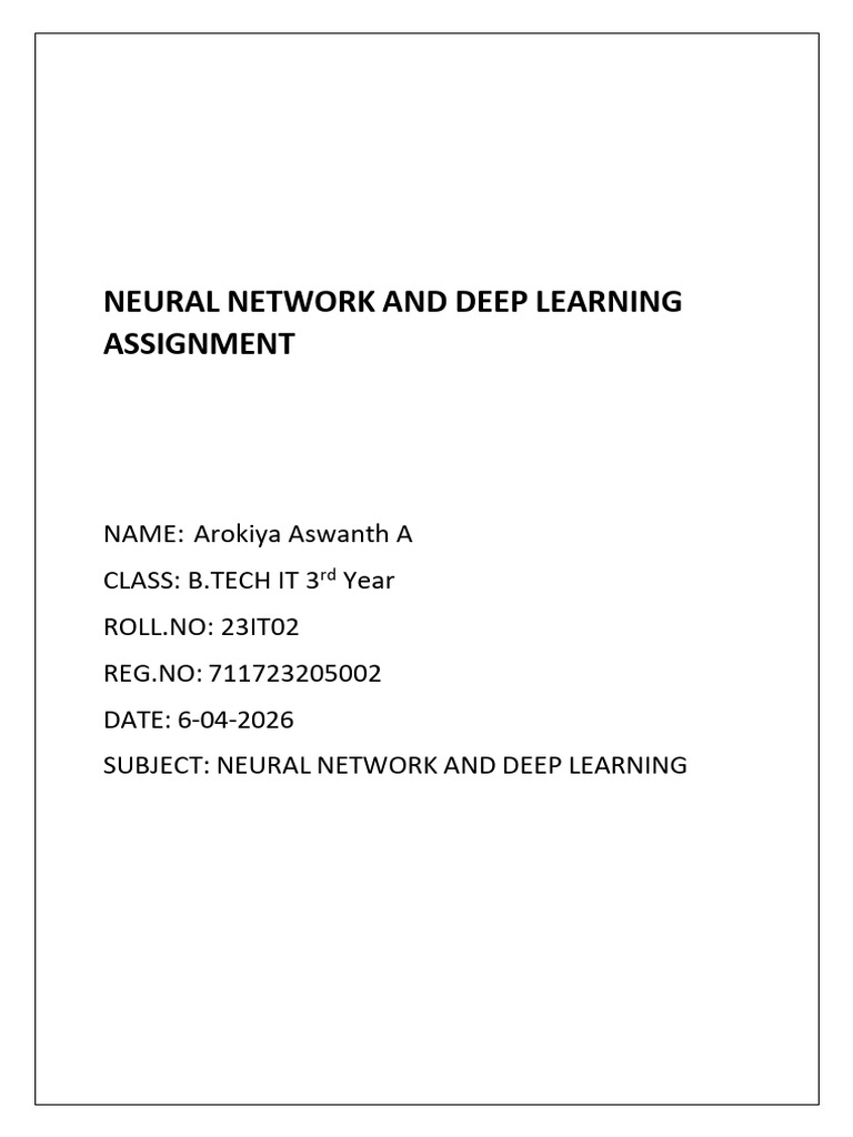 Neural Network and Deep Learning Assignment Arokiya Aswanth a (1) | PDF ...