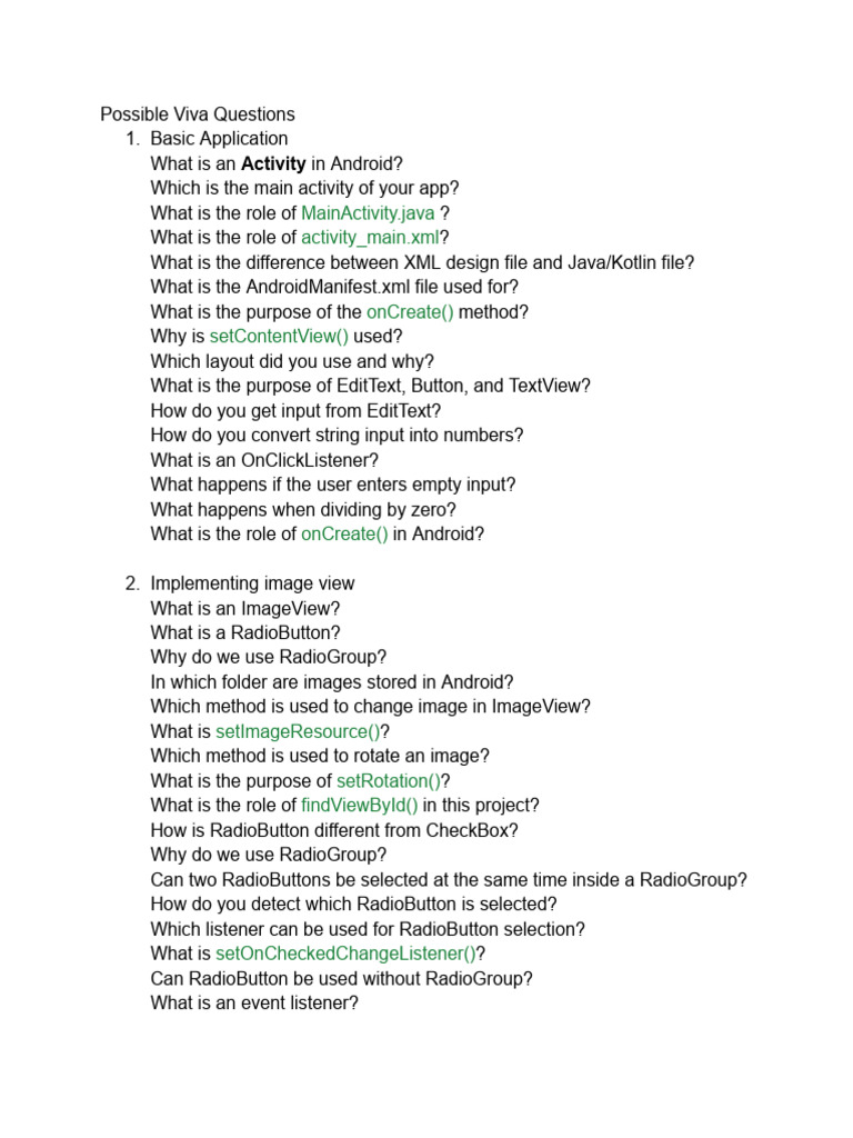 Possible Viva Questions (1) | PDF | Android (Operating System) | Menu ...
