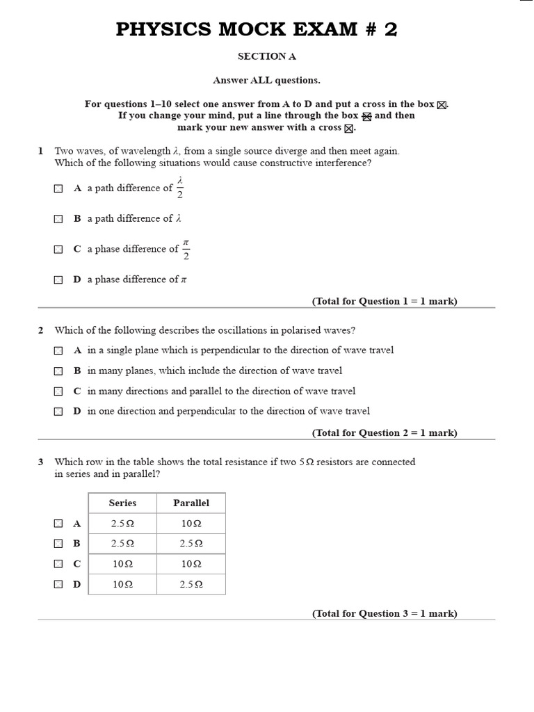 As Physics Mock Exam 2 | PDF | Waves | Diffraction