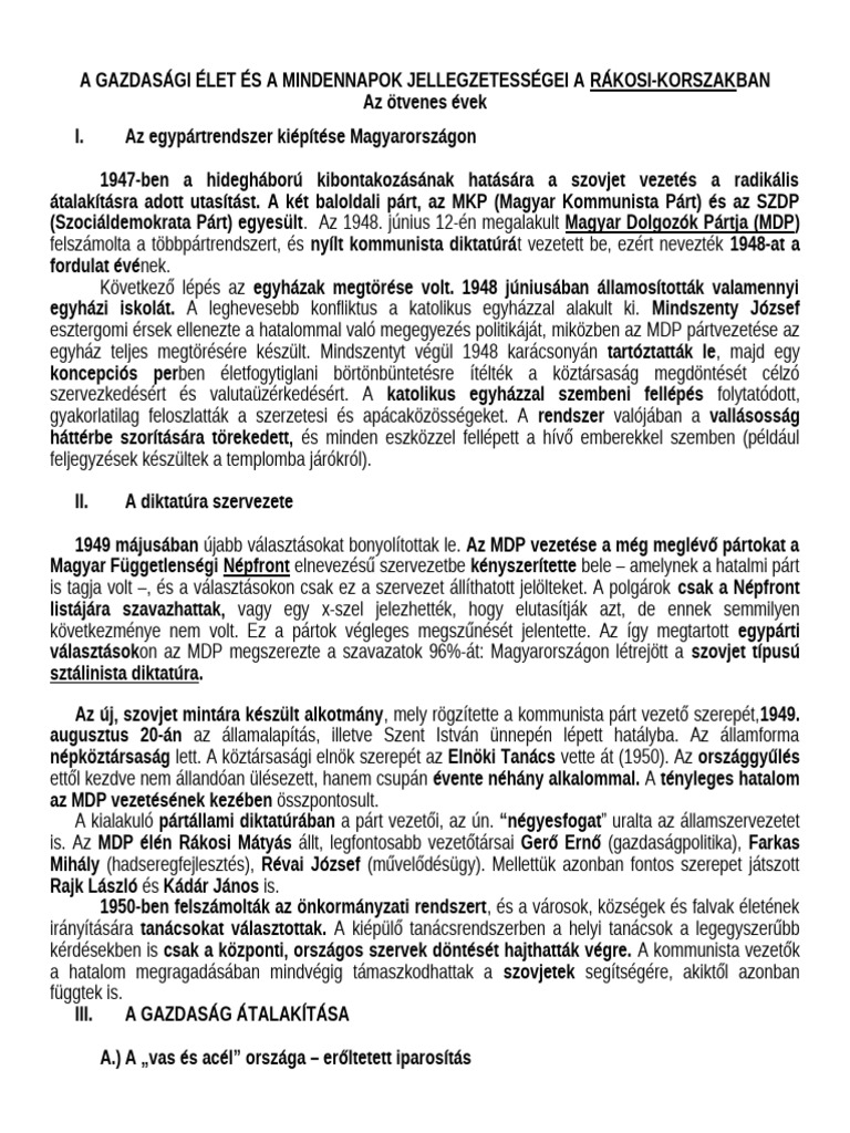 Rákosi rendszer | PDF