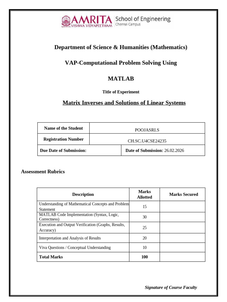 VAP worksheet 2 | PDF | Matrix (Mathematics) | System Of Linear Equations