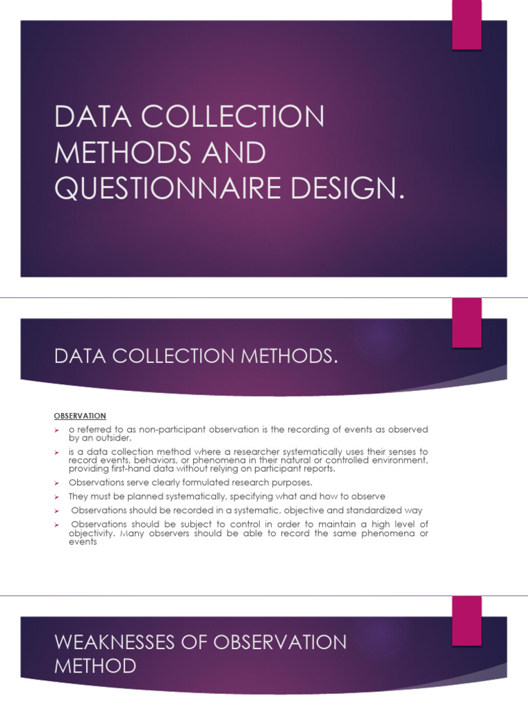 DATA COLLECTION METHODS AND QUESTIONNAIRE DESIGN | PDF | Focus Group ...