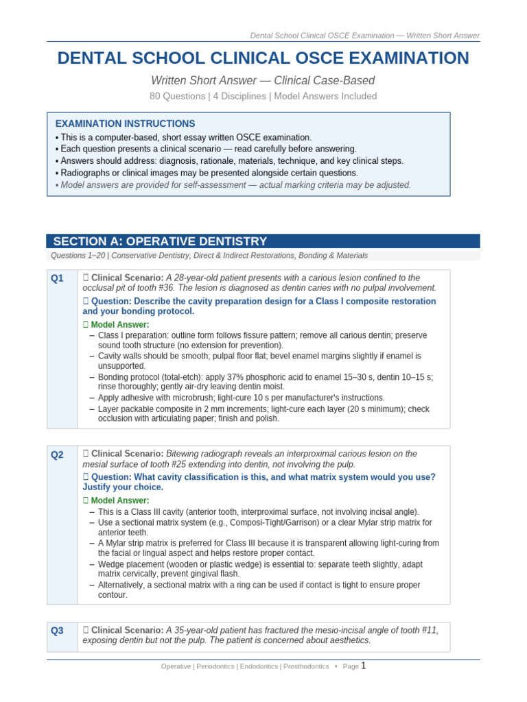 Dental OSCE 80 Questions (1) | PDF | Periodontology | Dental Composite