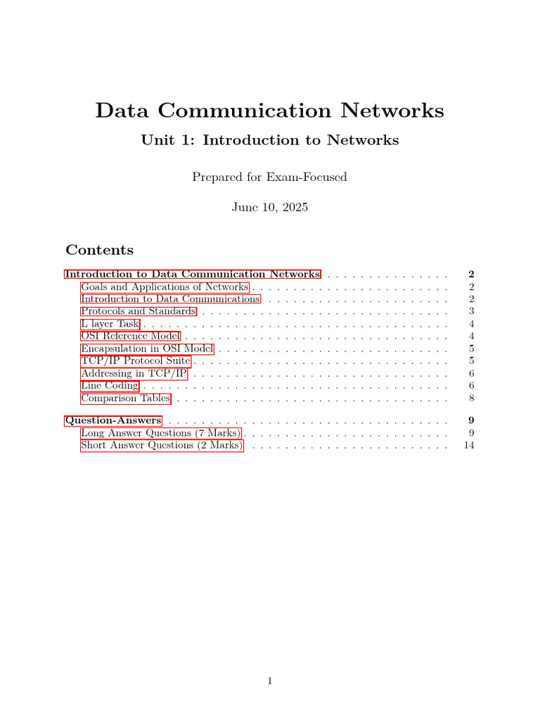 Unit 1 Notes Data Comm Network | PDF | Osi Model | Internet Protocol Suite