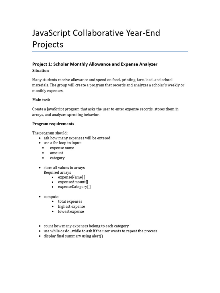 Javascript Projects Final | PDF