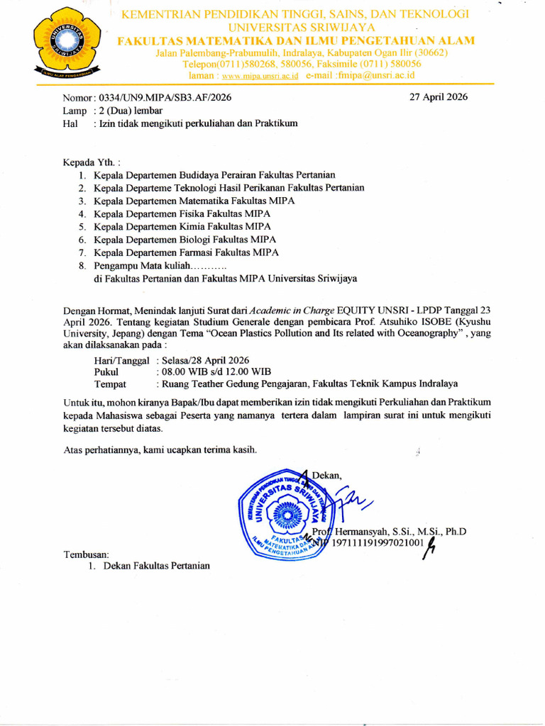 0334 SB3 Dispen Kegiatan Studium Generale | PDF