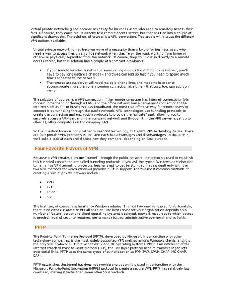 Virtual Private Networking | PDF | Virtual Private Network | Transport ...