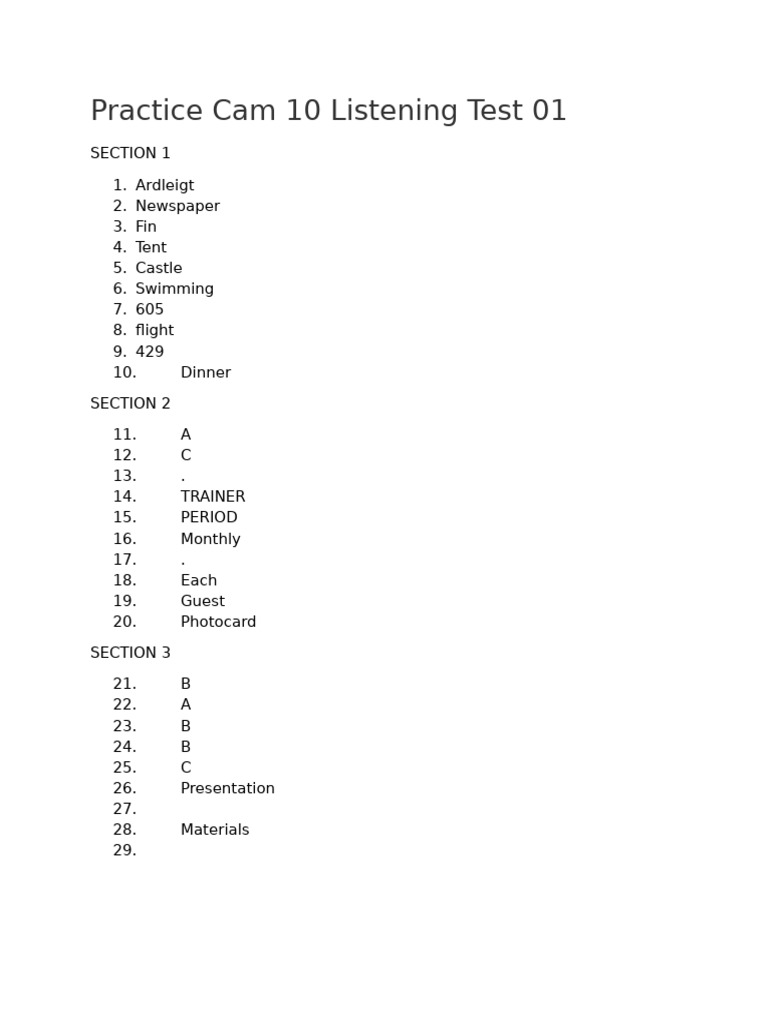 Practice Cam 10 Listening Test 01 | PDF