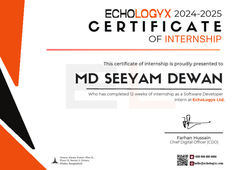 Grey Modern Internship Certificate | PDF