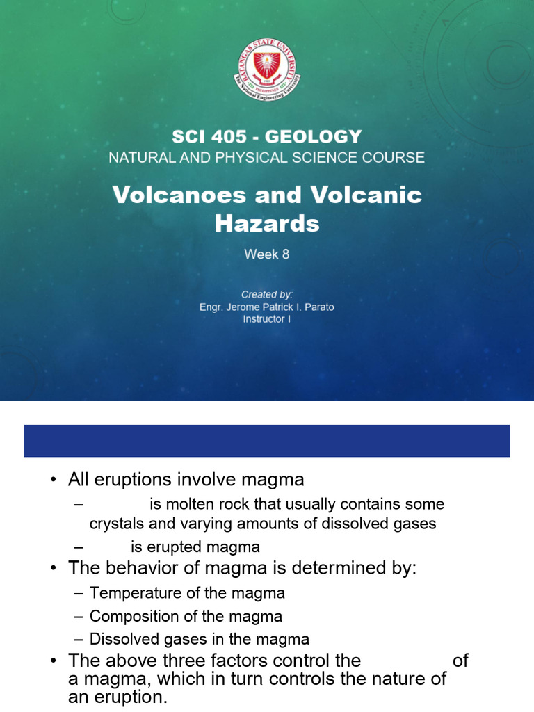Week 8 - Volcanoes and Volcanic Hazards | PDF | Volcano | Lava