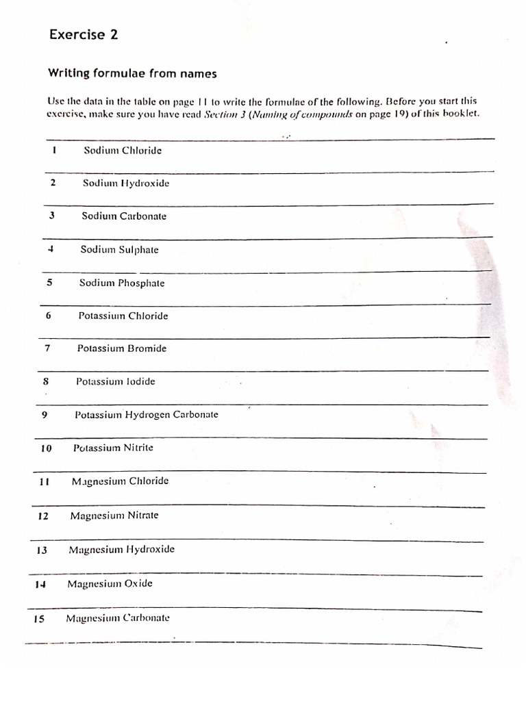 Formulae Worksheet | PDF
