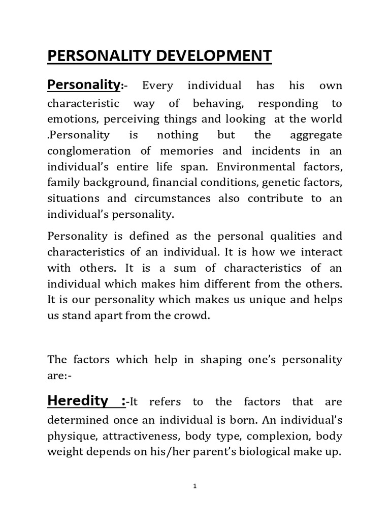 PERSONALITY DEVELOPMENT 2 | PDF | Psychology