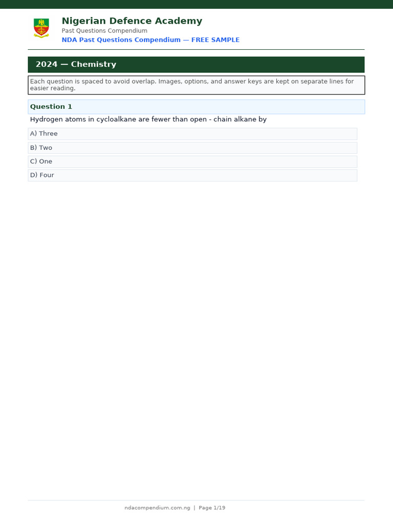 NDA Past Questions SAMPLE | PDF | Nigeria