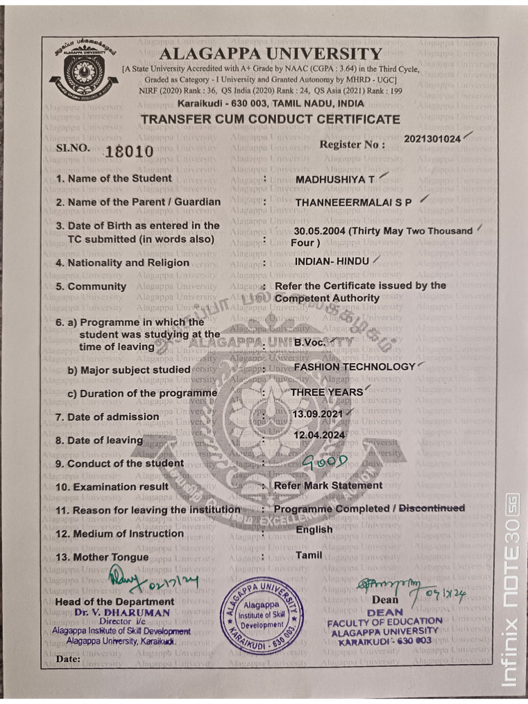 Transfer Certificate | PDF