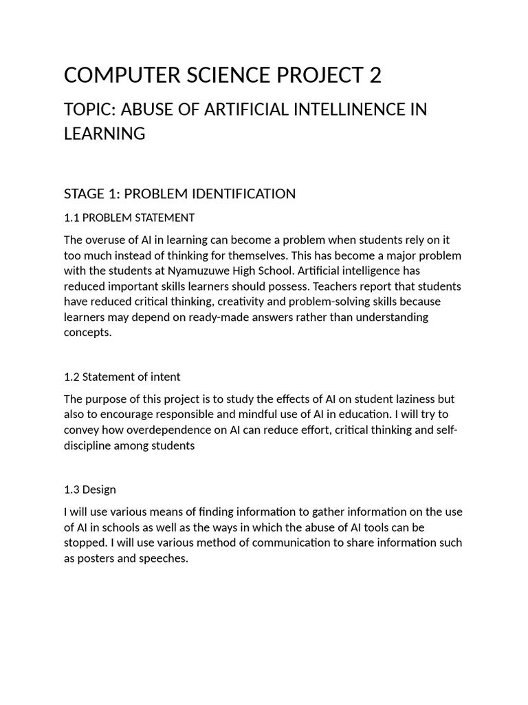 COMPUTER SCIENCE PROJECT 2 | PDF | Artificial Intelligence ...
