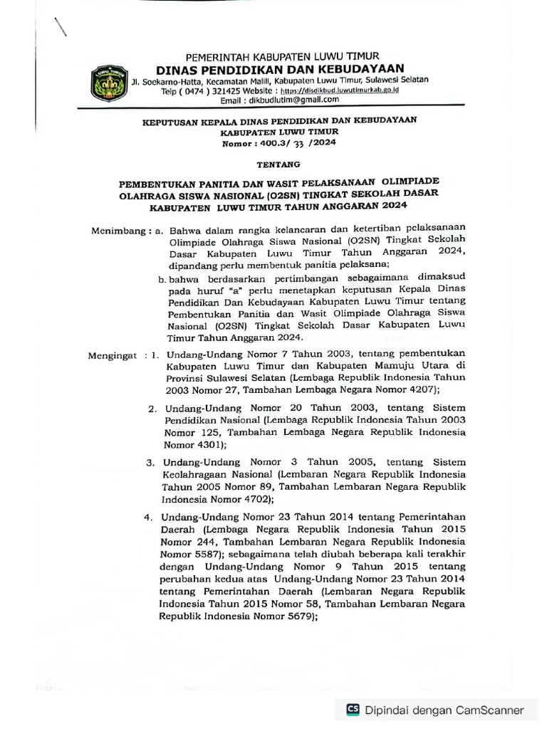 Pembentukan Panitia Dan Wasit O2SN | PDF