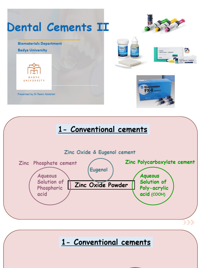 6- Cements II Spring 2026 | PDF | Dental Composite | Dental Material