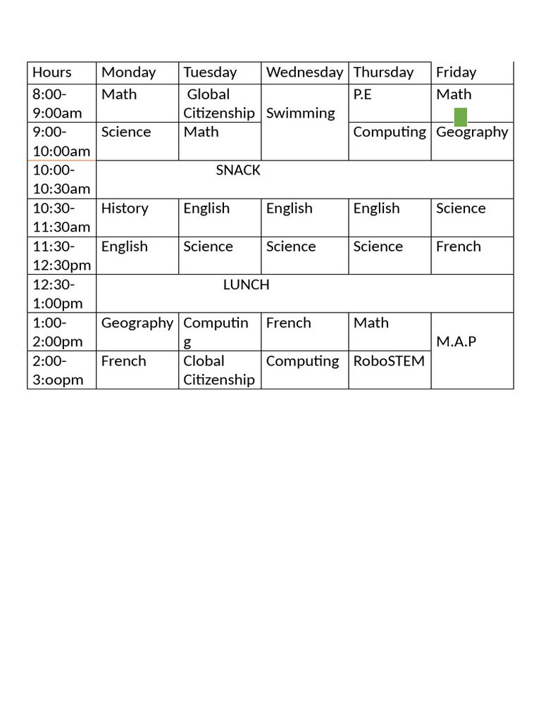 Year 7 Timetable | PDF