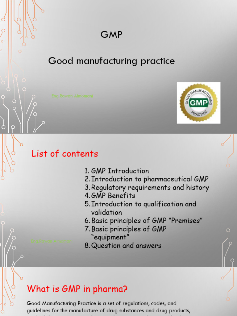 Final Good Manufacturing Practice GMP | PDF | Verification And Validation