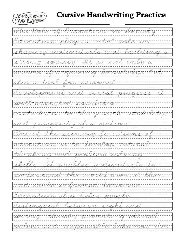 WorksheetWorks Cursive Handwriting Practice 8 | PDF