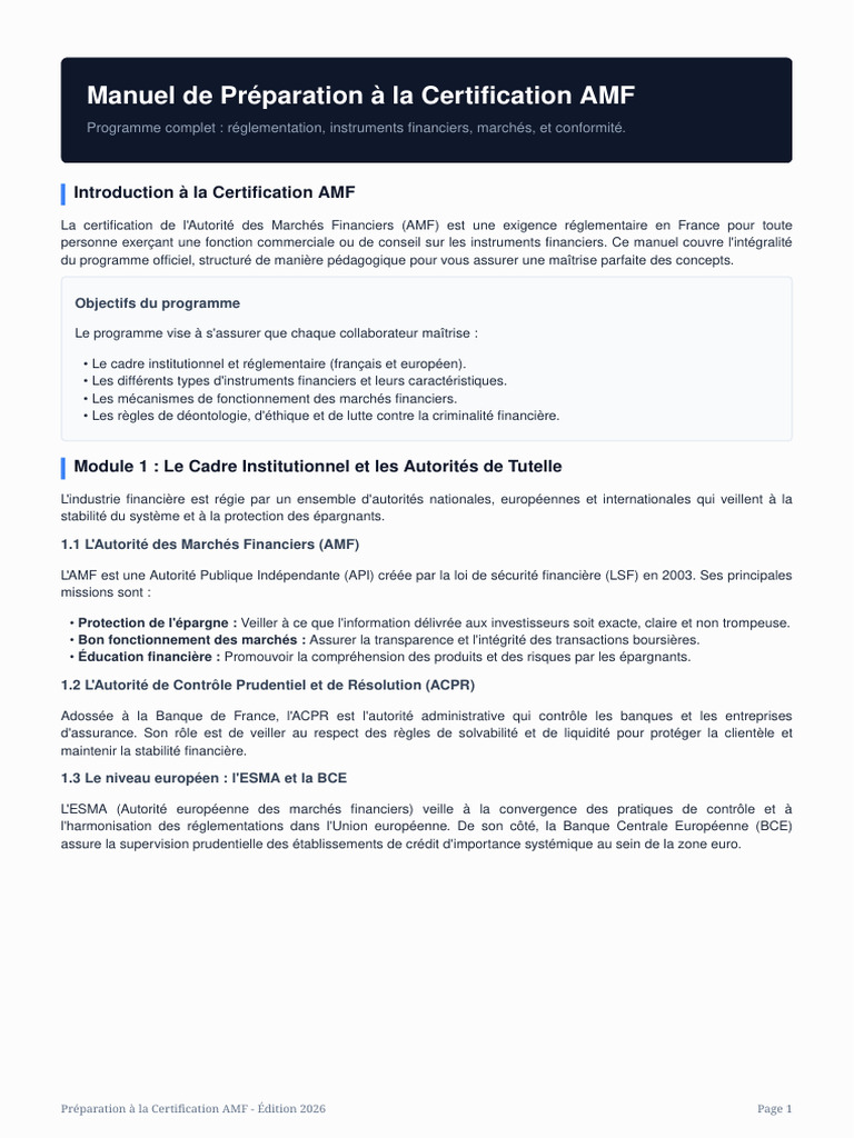 Guide Certification Amf v2 | PDF | Obligation (Finance) | Action (Finance)
