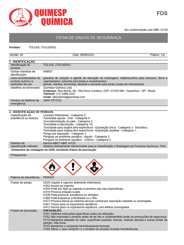 Toluol Tolueno | PDF | Tolueno