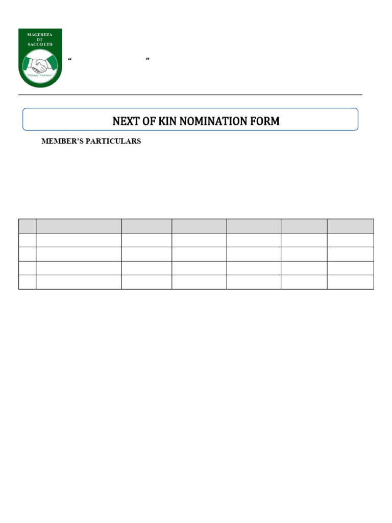 Next of Kin Form-2024 | PDF