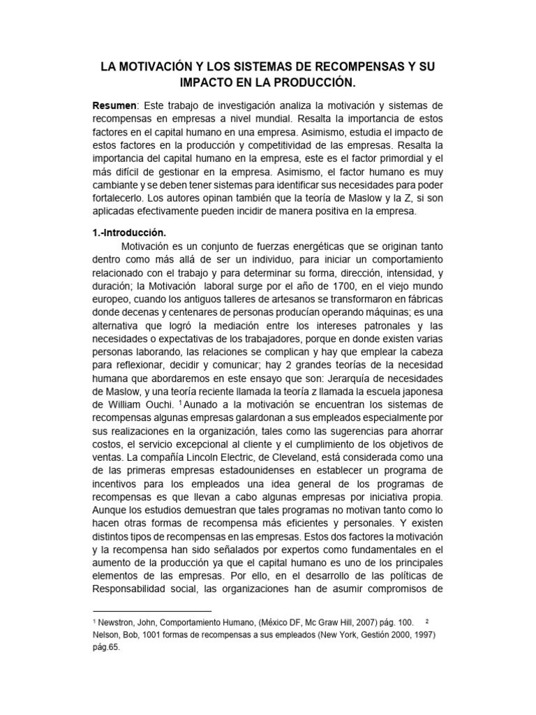 6 A La Motivación y Los Sistemas de Recompesas | PDF | Motivación ...