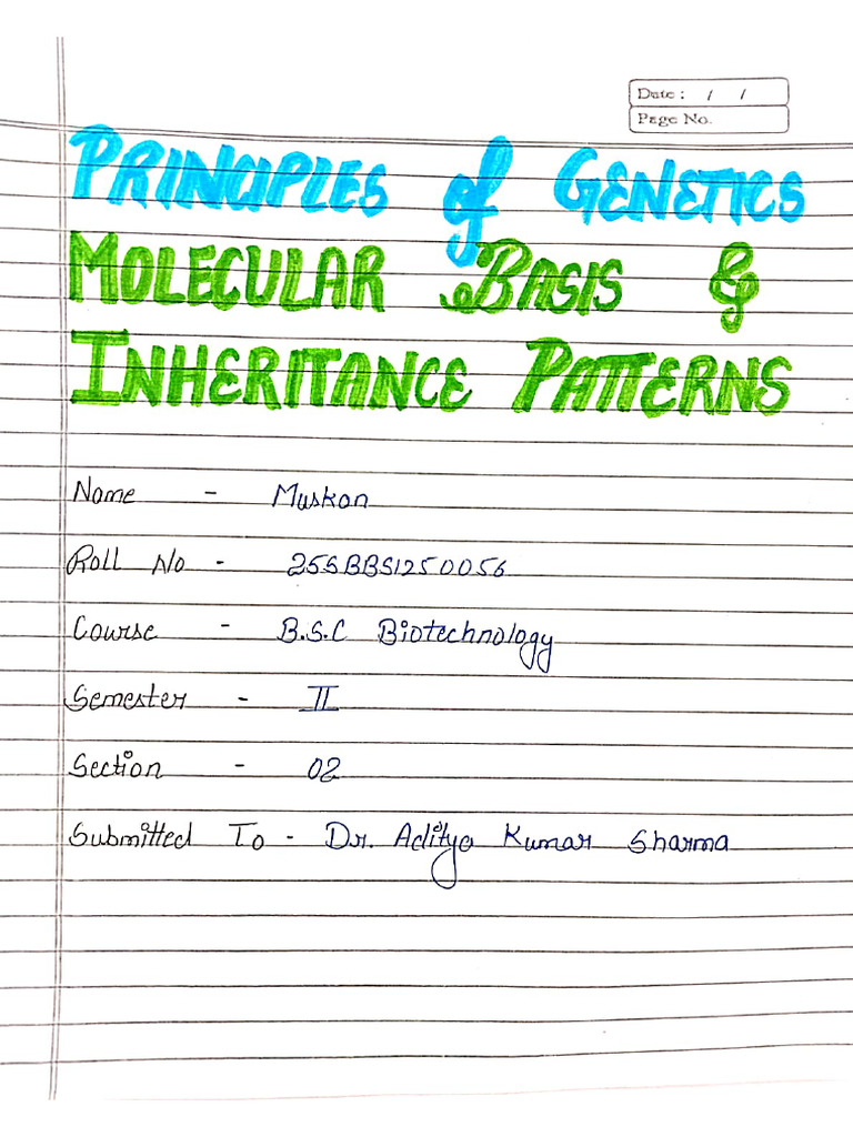 Principles of Genetics Molecular Basis & Inheritance Patterns | PDF