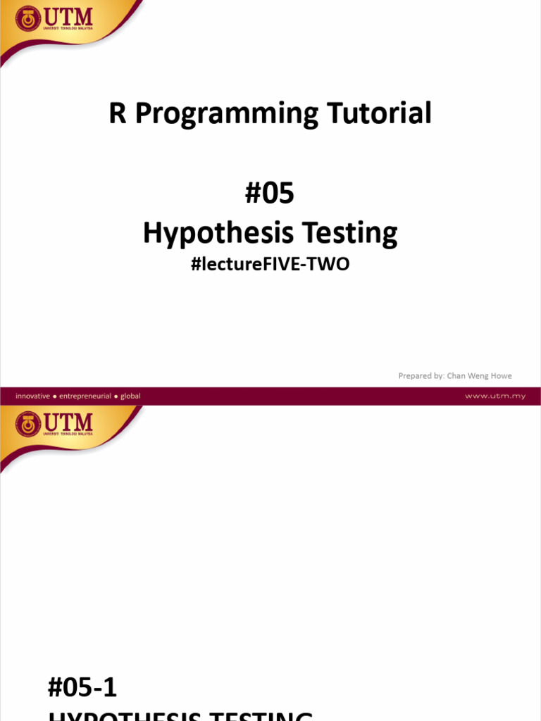 #05 R - Hypothesis Testing (1 Sample) | PDF | P Value | Standard Deviation