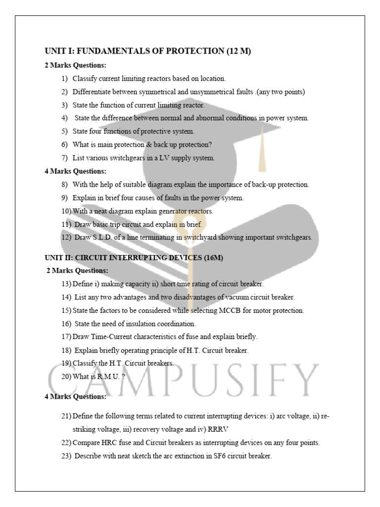 Sgp Imp Questions Campusify (2) | PDF | Transformer | Relay
