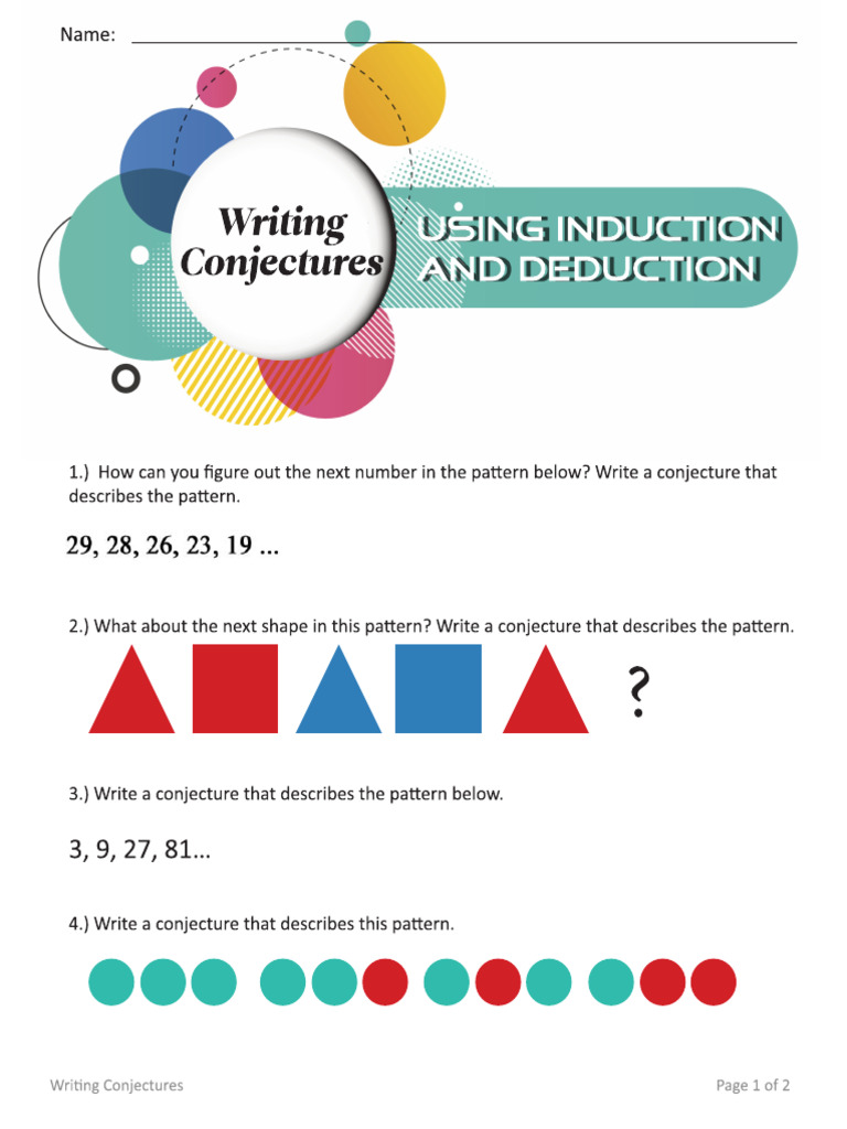 Kami Export WritingConjecturesUsingInductionAndDeduction Worksheet.pdf ...