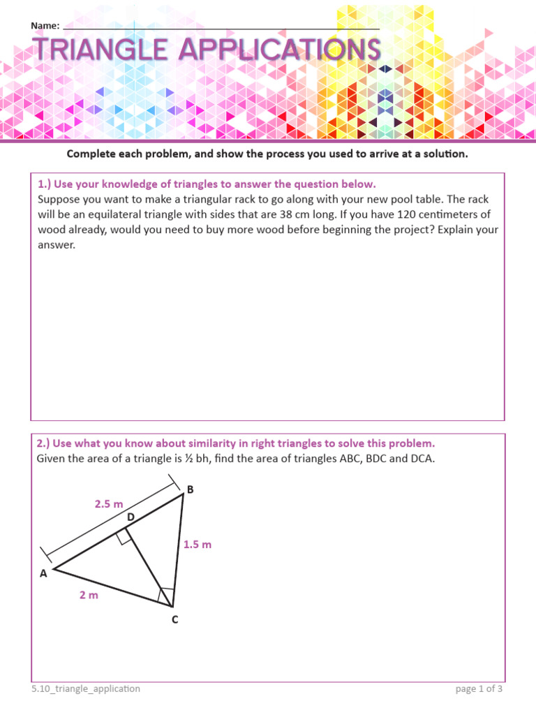 5.10 Triangle Applications.pdf | PDF | Triangle | Euclidean Geometry