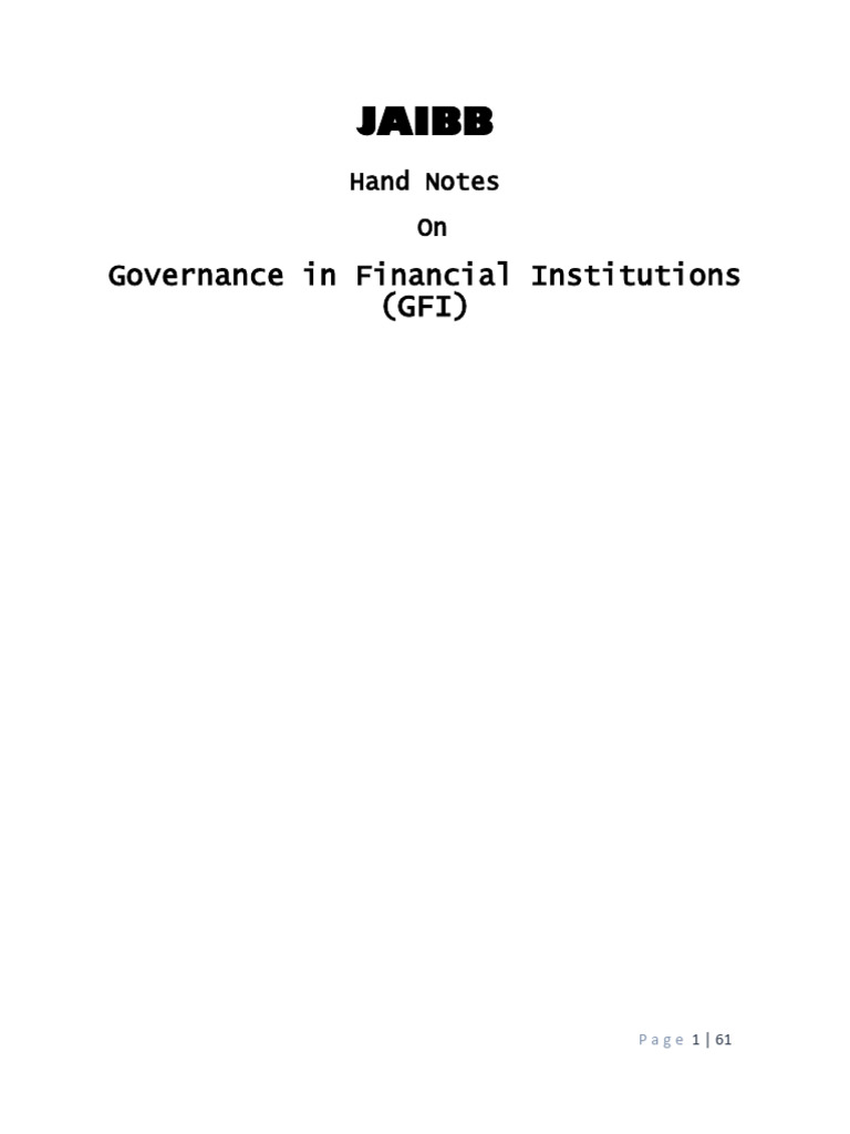 GFI Hand Note | PDF | Governance | Corporate Governance