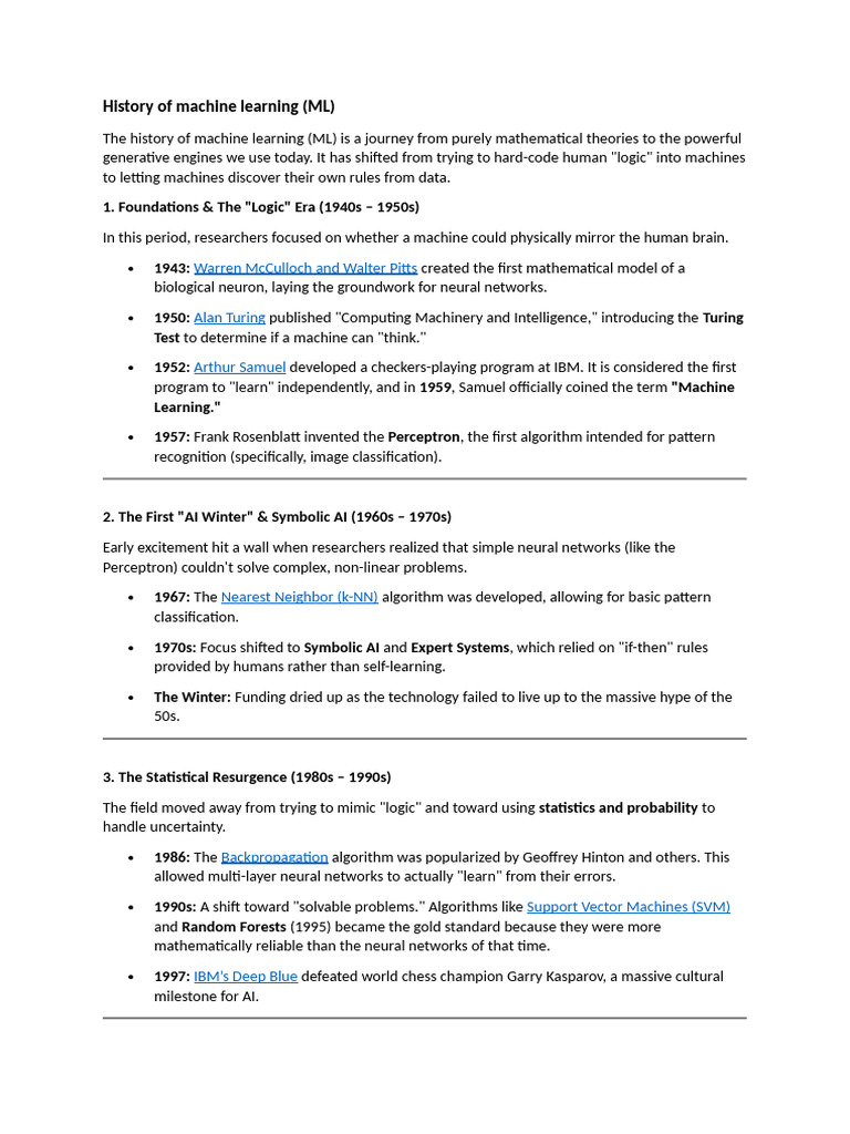 History of Machine Learning | PDF | Machine Learning | Artificial ...