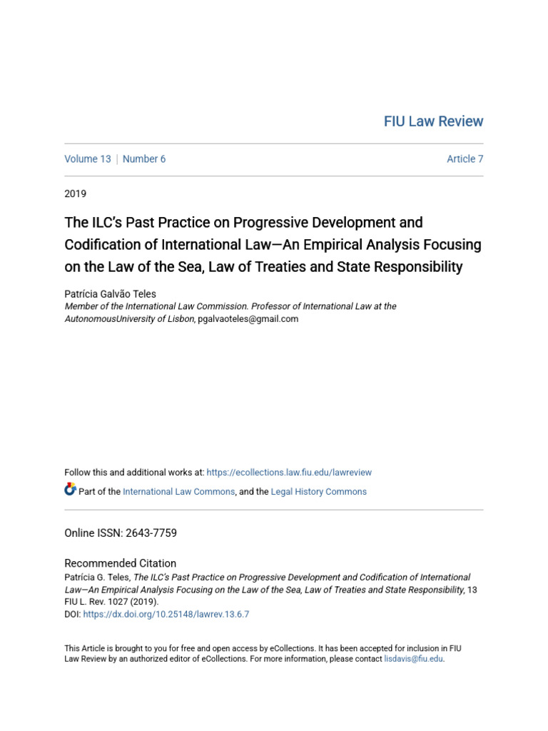 The ILC_s Past Practice on Progressive Development and Codificati | PDF ...