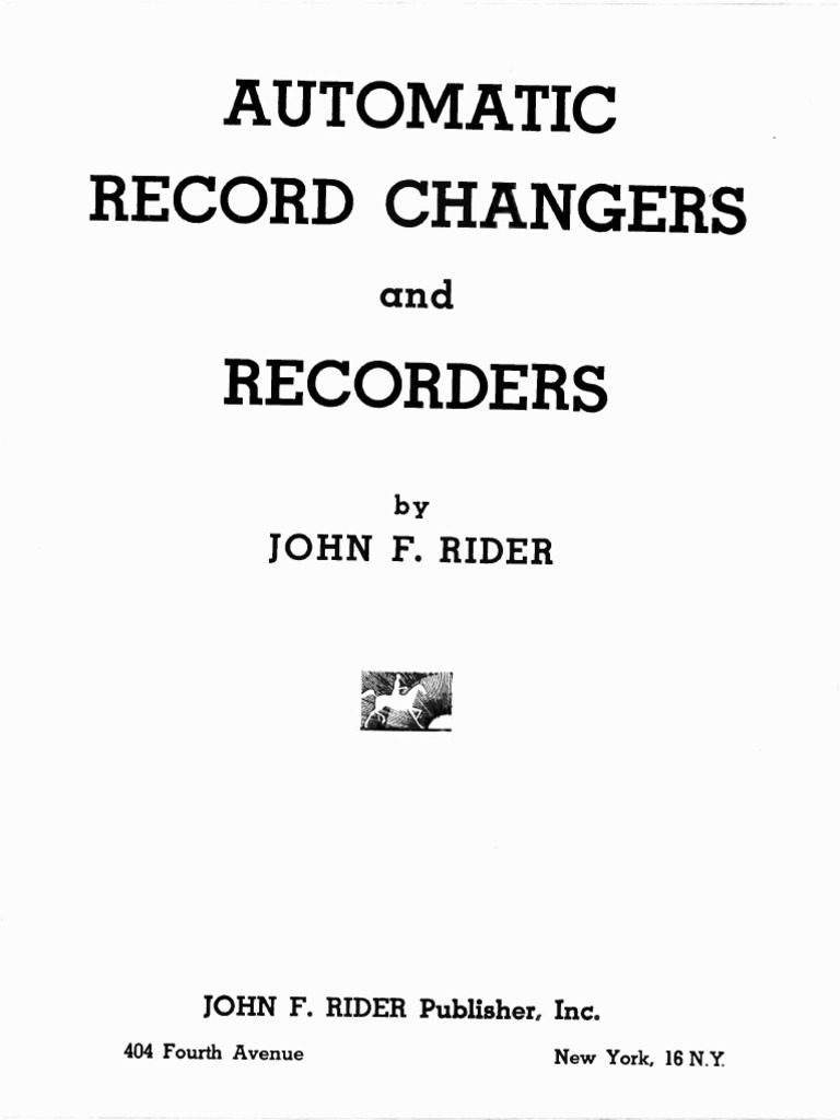 Rider Record Changers 1941 | PDF | Electric Motor | Electrical Engineering