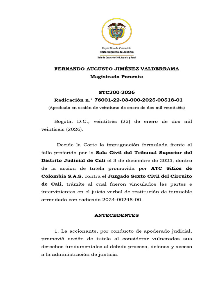 STC200 2026 | PDF | Sentencia (ley) | Debido al proceso